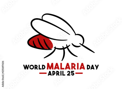 World Malaria Day. April 25. Hand drawn mosquito line icon. Doodle. White background. Poster, banner, card, background.