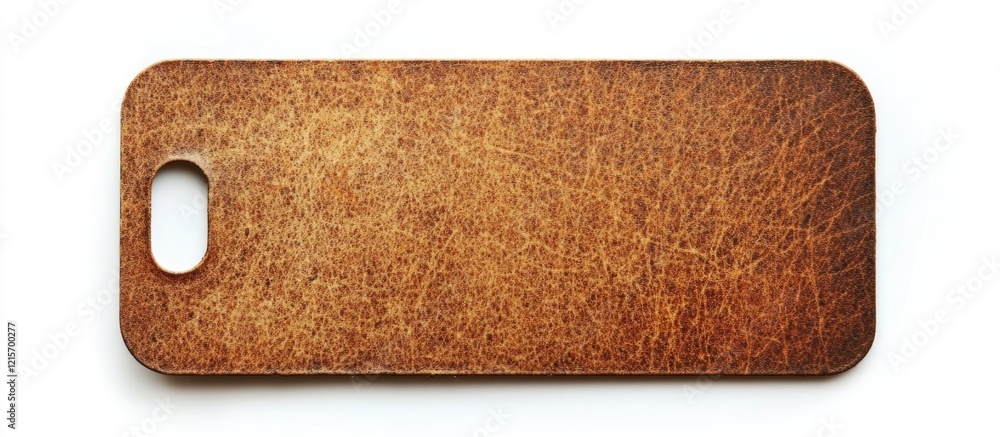 Brown Leather Texture Smartphone Case Isolated on White Background with Copy Space