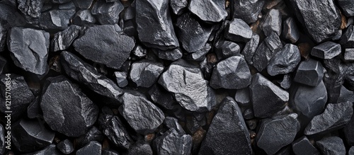 Wallpaper Mural Black coal texture background with various sizes of rock fragments and shadows, suitable for industrial and environmental themes, Copy Space Torontodigital.ca