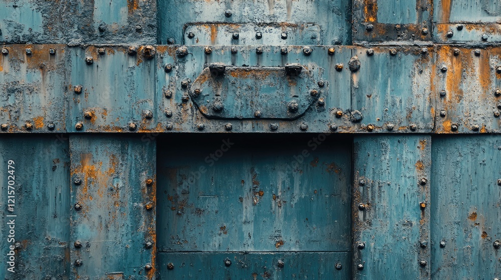 Rusty metal surface with rivets and peeling paint detailed texture for industrial backgrounds or design elements Copy Space Rusty metal surface with rivets and peeling paint detailed texture for industrial backgrounds or design elements Copy Space