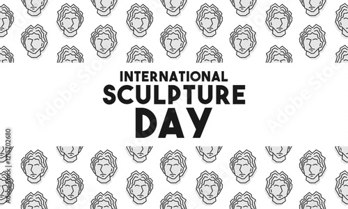 International Sculpture day. The last Saturday of April. Seamless pattern sculpture head line icon. Poster, banner, card, background.