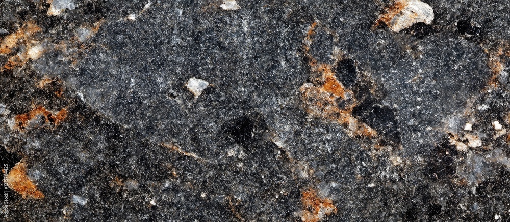 Black granite texture with flecks of orange and white minerals ideal for backgrounds and surfaces with Copy Space Black granite texture with flecks of orange and white minerals ideal for backgrounds and surfaces with Copy Space