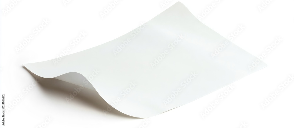 Curled Blank Sheet of Paper with Copy Space on White Background for Design Uses Curled Blank Sheet of Paper with Copy Space on White Background for Design Uses
