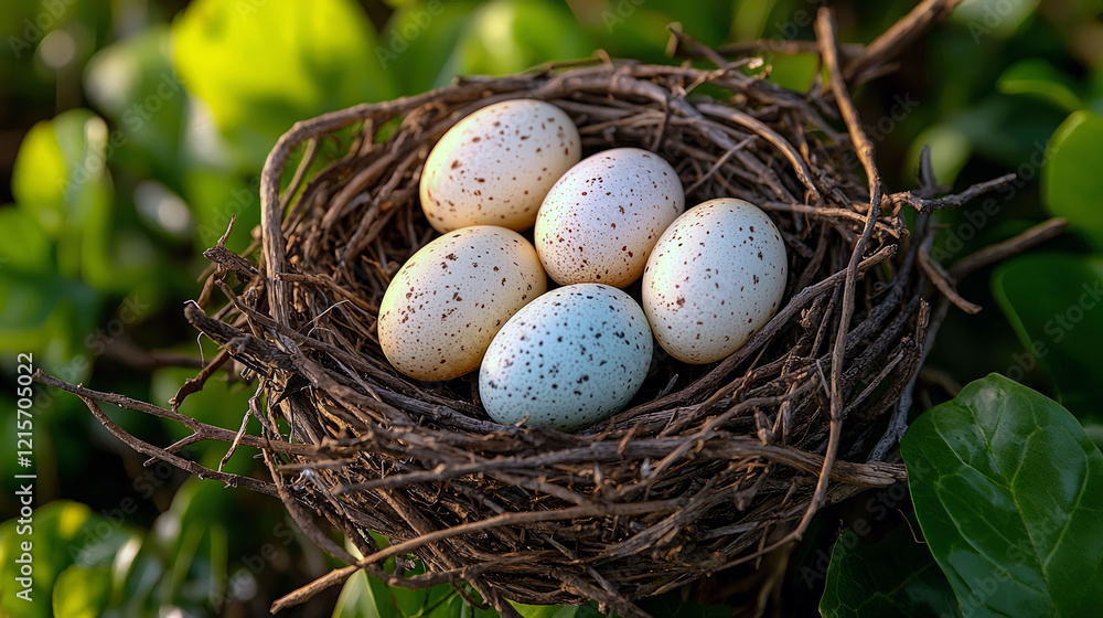 Speckled Bird Eggs in a Nest: A Close-Up View of Nature's Beauty Speckled Bird Eggs in a Nest: A Close-Up View of Nature's Beauty