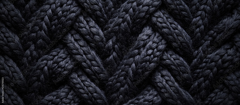 Black braided texture background with thick woven strands, suitable for various design applications, with Copy Space. Black braided texture background with thick woven strands, suitable for various design applications, with Copy Space.