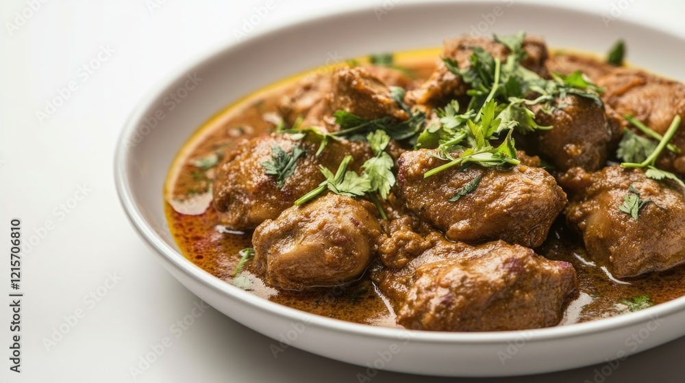 Hearty clarified butter chicken curry with aromatic spices served in a bowl ideal for comfort food meal inspiration with empty space for text Hearty clarified butter chicken curry with aromatic spices served in a bowl ideal for comfort food meal inspiration with empty space for text