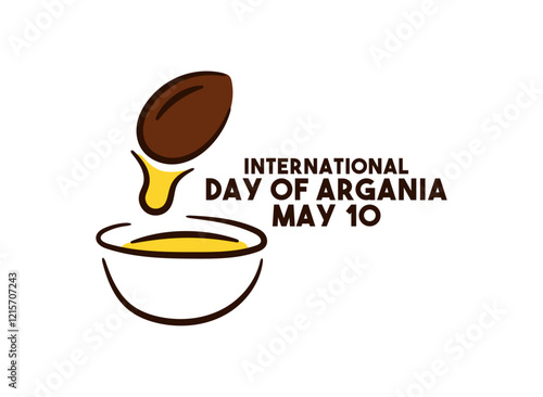 International Day of Argania. May 10. Argan oil. Hand drawn. Doodle. Poster, banner, card, background.