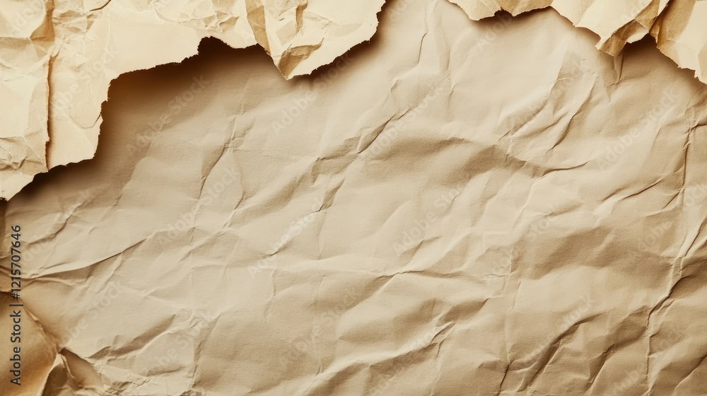 Wrinkled aged paper texture background with ample copyspace for text placement and design elements Wrinkled aged paper texture background with ample copyspace for text placement and design elements