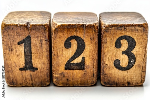 Vintage Wooden Blocks: Number Sequence 123