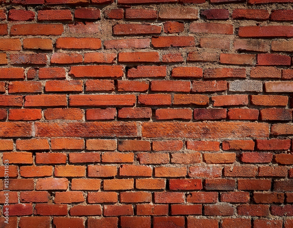 Obraz premium empty aged brick wall texture painted worn wall surface grungy broad brick wall grunge red stone wall background dilapidated building facade with impaired plaster abstract web banner copyspace