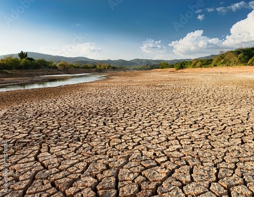 dried riverbed with cracked earth showcasing severe drought conditions