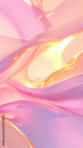 Abstract Pink and Gold Fluid Swirls Design