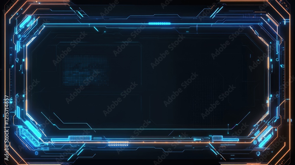 Obraz premium Futuristic Virtual Code Frame for AI Development with Empty Space for Text Integration