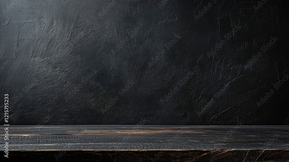 Dark textured background with wooden tabletop and ample copy space for text placement Dark textured background with wooden tabletop and ample copy space for text placement