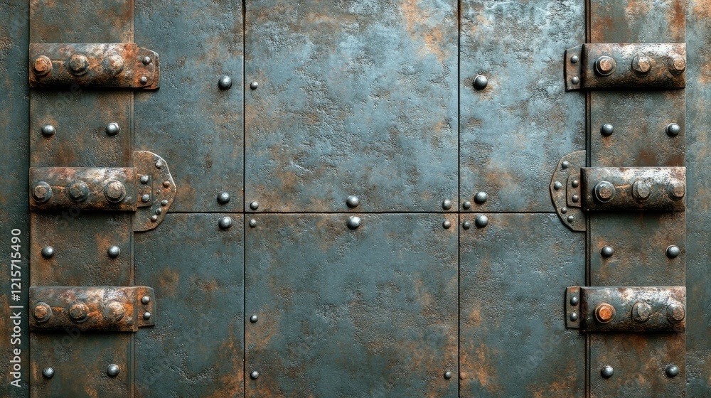 Rustic Metal Wall Texture with Industrial Design Elements Ideal for Background and Text Placement Rustic Metal Wall Texture with Industrial Design Elements Ideal for Background and Text Placement