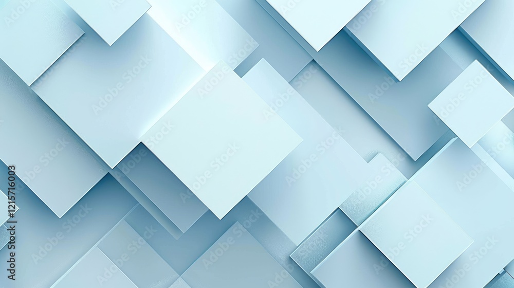 Abstract design featuring overlapping light blue squares and rectangles for a modern aesthetic.