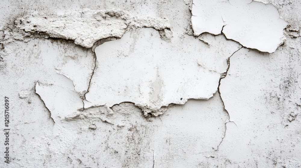 Obraz premium Textured White Vintage Concrete Wall with Cracked and Peeling Surface Ideal for Minimalist Website Banner Background Design