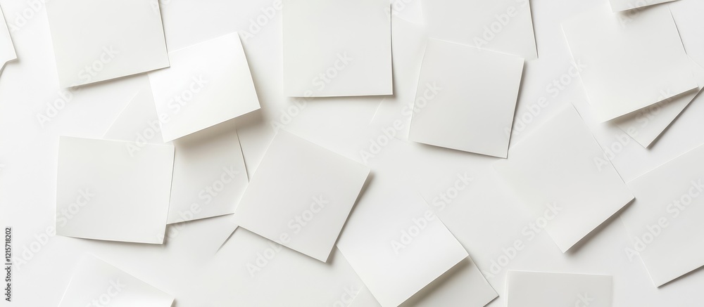 White Square Sticky Notes on Light Grey Background with Abundant Blank Space for Text and Creative Organization Concept White Square Sticky Notes on Light Grey Background with Abundant Blank Space for Text and Creative Organization Concept
