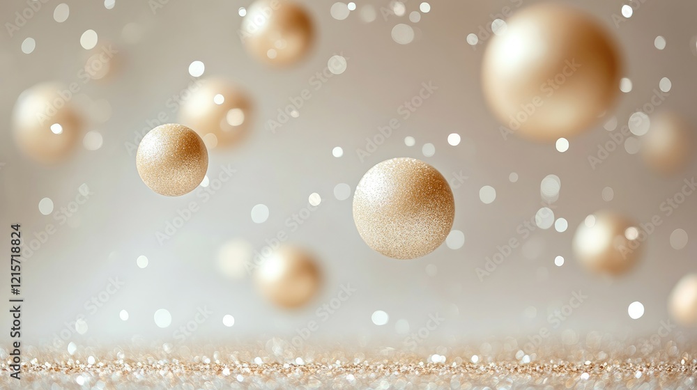 Elegant Blurred Gold Spheres on White Sparkling Background for Invitations Announcements or Greeting Cards with Copy Space Elegant Blurred Gold Spheres on White Sparkling Background for Invitations Announcements or Greeting Cards with Copy Space