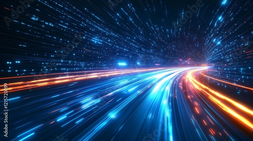 Dynamic Light Trails Representing Speed and Motion at Night