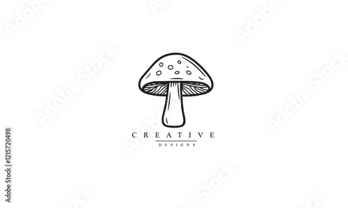  mushroom black line icon white background