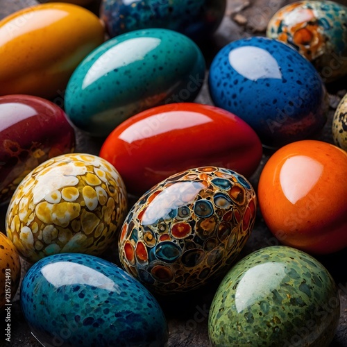 Artistic Vision of Century Eggs: Vibrant Colors and Forms photo