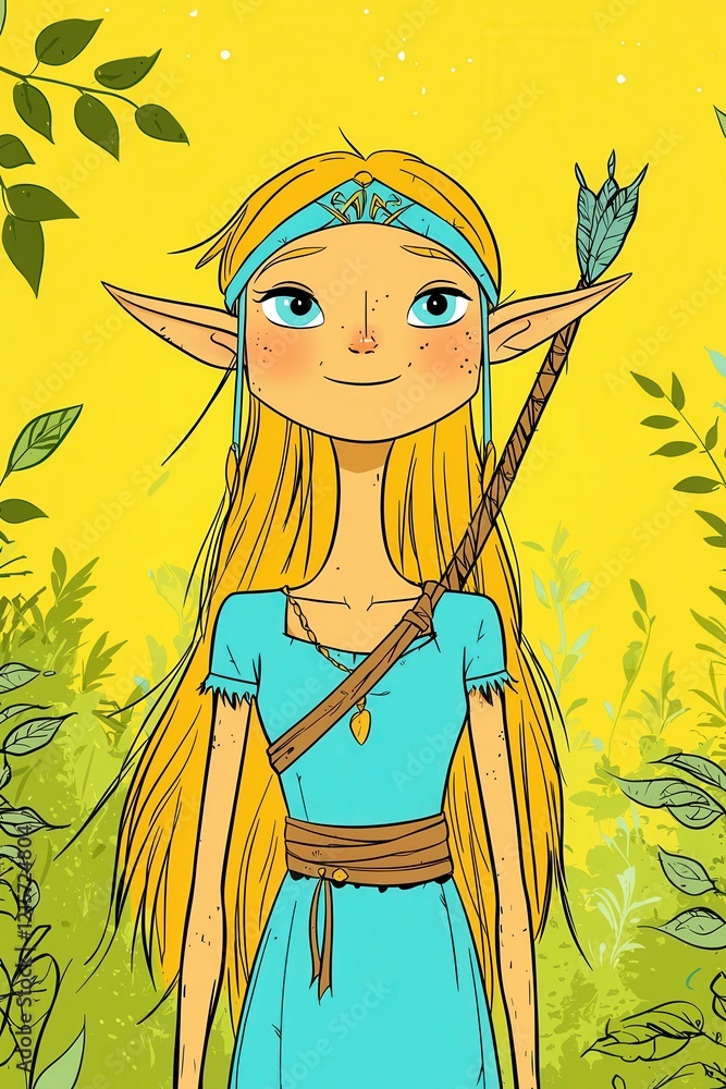 Enchanting Portrait of an Elf in a Lush Forest Surrounded by Vibrant Vegetation and Magical Atmosphere Enchanting Portrait of an Elf in a Lush Forest Surrounded by Vibrant Vegetation and Magical Atmosphere