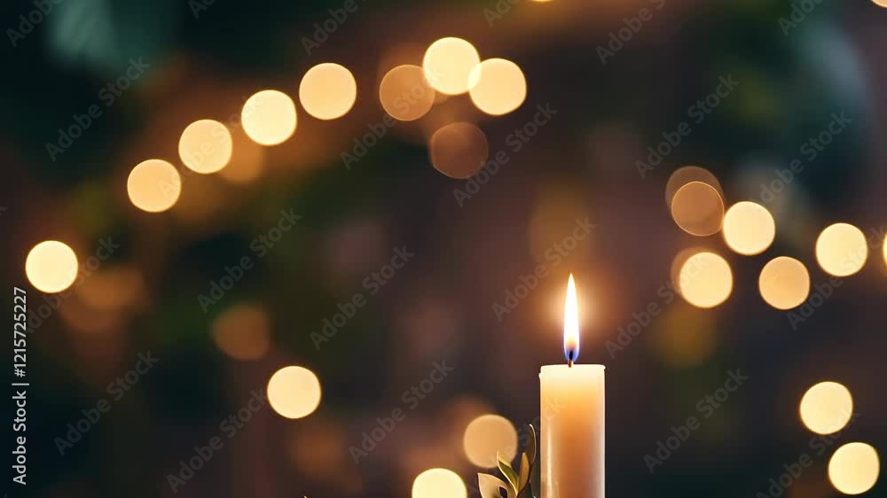 Soft candlelight illuminates a serene setting with warm bokeh effects during a night gathering Soft candlelight illuminates a serene setting with warm bokeh effects during a night gathering
