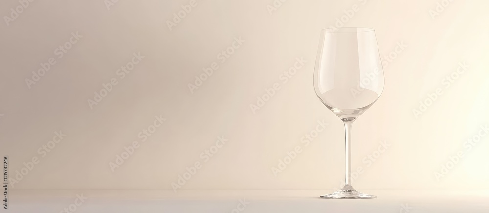 Elegant white wine glass on minimalistic white background with soft beige tones and spacious area for text or branding, perfect for culinary or hospitality themes. Elegant white wine glass on minimalistic white background with soft beige tones and spacious area for text or branding, perfect for culinary or hospitality themes.