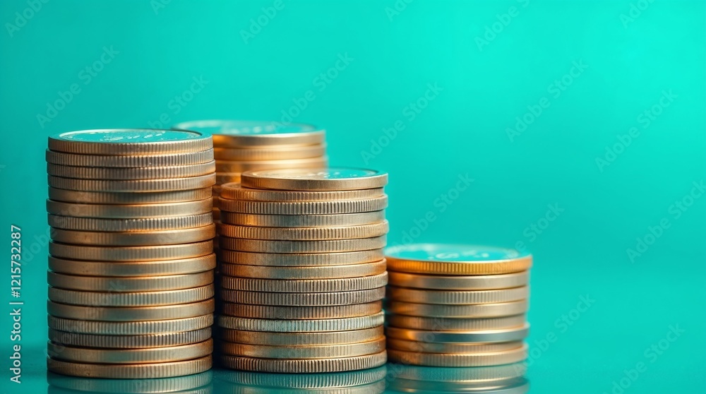 Golden Coins Stacked for Wealth and Investment in Finance Market Golden Coins Stacked for Wealth and Investment in Finance Market