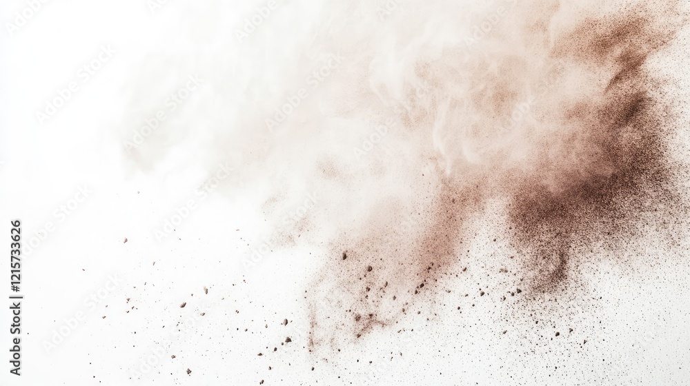 Cosmetics Dust and Makeup Shadows on White Background with Soft Brown and Beige Tones in Empty Copy Space for Visual Design Use Cosmetics Dust and Makeup Shadows on White Background with Soft Brown and Beige Tones in Empty Copy Space for Visual Design Use