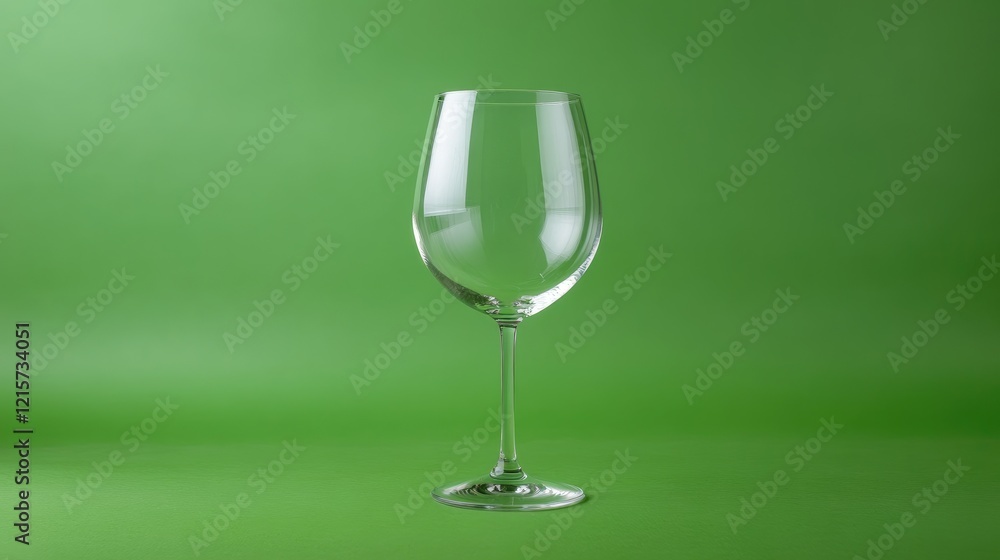 Fototapeta premium Elegant wine glass on vibrant green background showcasing clarity and design for beverage or dining related visuals.