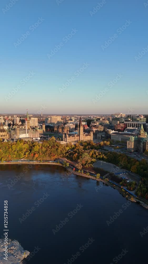 aerial view from above of Ottawa the capital city of Canada in the autumn season during sunset aerial view from above of Ottawa the capital city of Canada in the autumn season during sunset