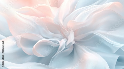 Delicate white cosmos flower with intricate petals showcasing soft color gradients and serene floral elegance in a magical setting.