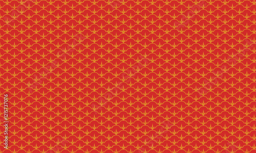 Fondo de ornamento tradicional oriental chino de flores doradas sobre fondo rojo