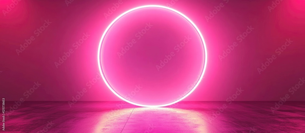 Obraz premium Neon Pink Abstract Light Display with Circular Shape and Blank Space for Text or Graphic Elements