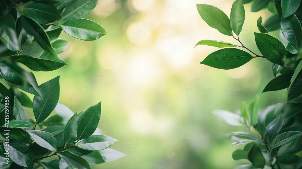Obraz premium Tropical Leaves Frame Composition with Soft Green Background Ideal for Eco-Friendly Designs and Modern Nature-Inspired Decor