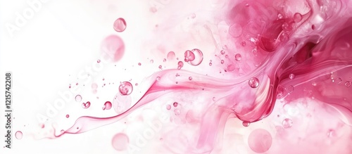 Abstract pink liquid swirls and bubbles with smooth gradients creating a vibrant background perfect for text overlay and design projects. photo