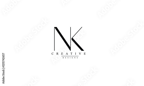  Alphabet letters Initials Monogram logo NK KN N K