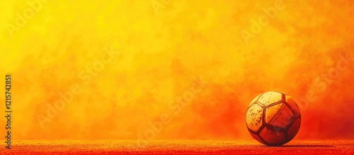 Soccer ball on a vibrant blurred yellow to red background with ample space for text ideal for sports related promotions or advertisements