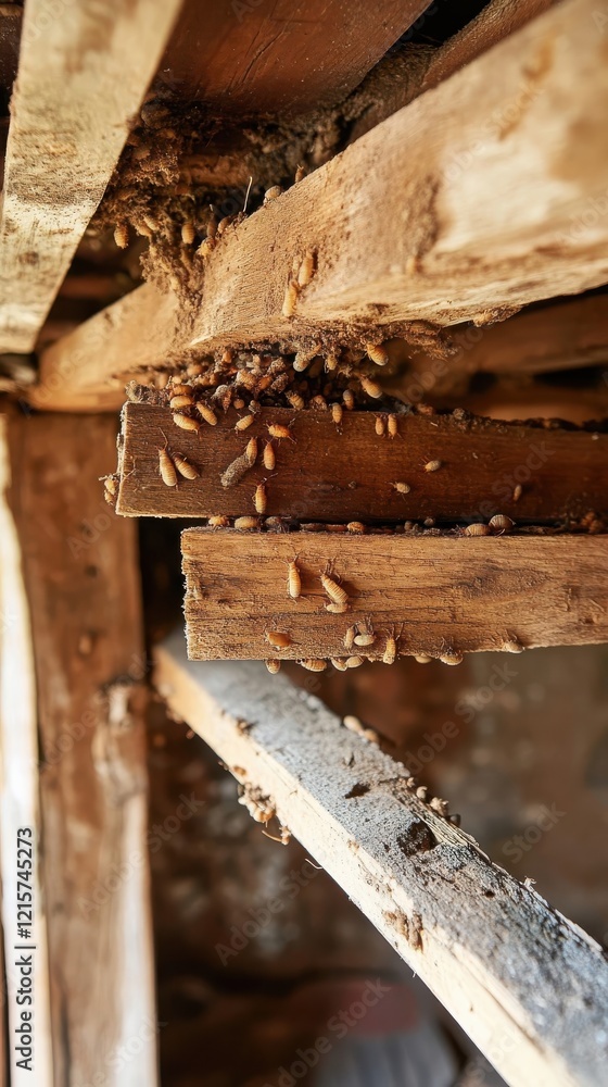 Wood destroying insects infest decaying wooden beams Wood destroying insects infest decaying wooden beams