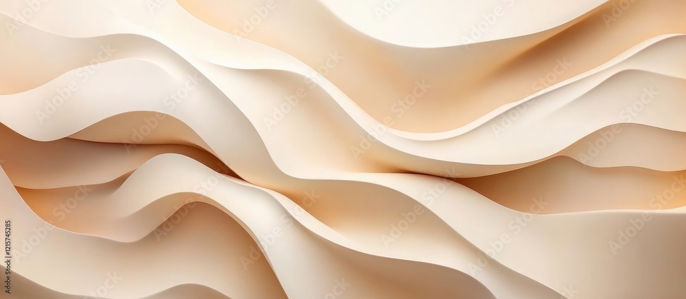 Obraz premium Soft neutral gradient wave backdrop with ample copyspace for branding or creative text in a serene artistic presentation.