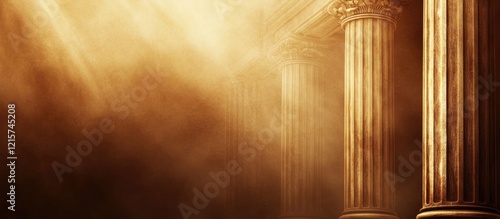 Abstract background of law and justice in warm brown tones featuring pillars and empty space for text representation of the legal system