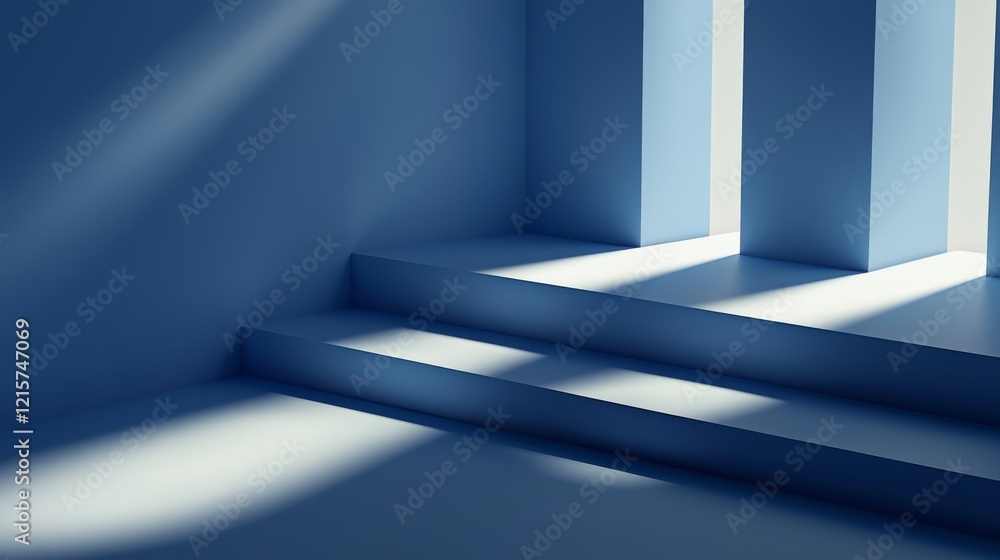 Fototapeta premium Abstract blue background with drop shadow and light. Backdrop for product presentation