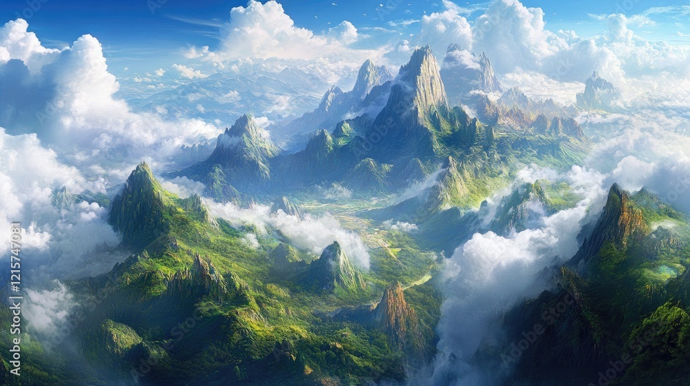 Clouds Envelop Majestic Mountains Clouds Envelop Majestic Mountains