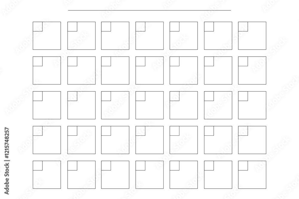 Blank calendar grid. Simple monthly layout. Minimal abstract vector. Black and white symmetry. Blank calendar grid. Simple monthly layout. Minimal abstract vector. Black and white symmetry.
