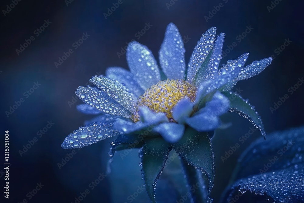 Fototapeta premium Dew-kissed Blue Flower Macro Photography