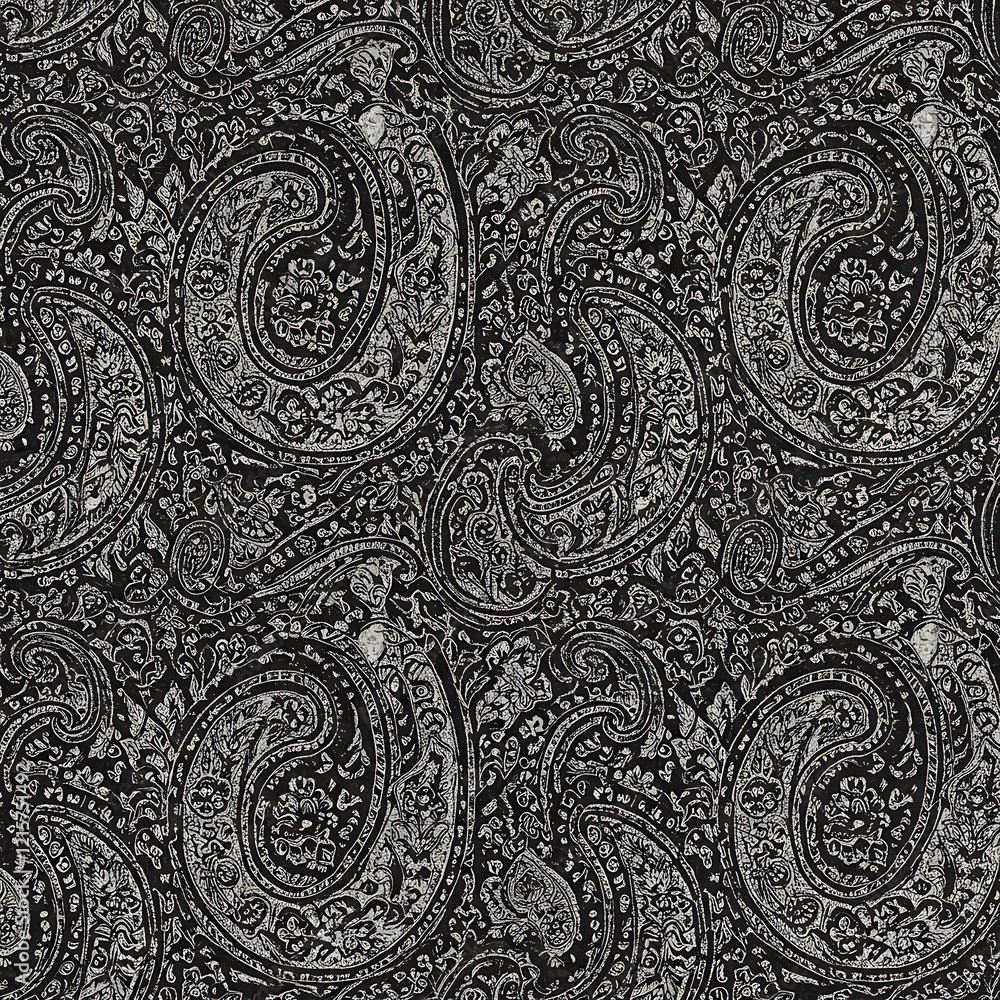 Seamless paisley pattern design featuring boteh motifs mughal influence jacquard loom technique black and white decorative textile art Seamless paisley pattern design featuring boteh motifs mughal influence jacquard loom technique black and white decorative textile art