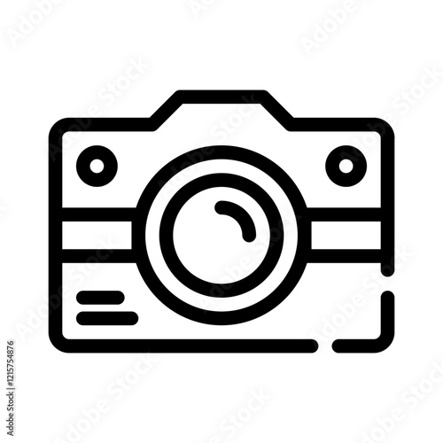 Camera icon animated outline with lens and white screen suitable for photography and technology concepts in various graphic design projects.
