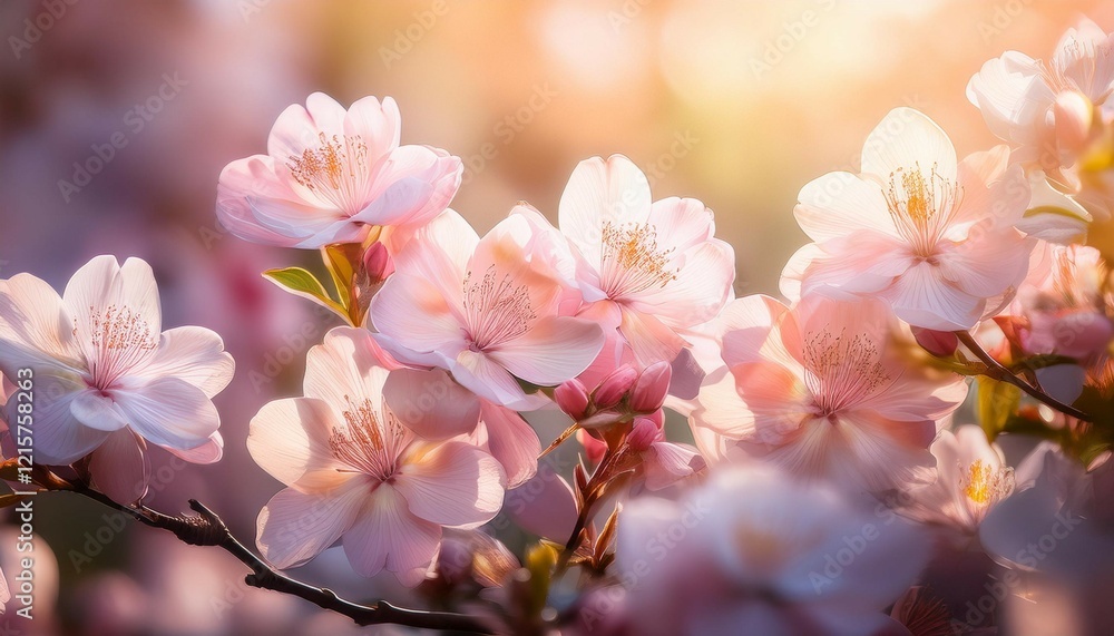 a delicate cluster of pastel hued blooms bathed in soft sunlight their petals unfurling gracefully creating a serene and ethereal scene a delicate cluster of pastel hued blooms bathed in soft sunlight their petals unfurling gracefully creating a serene and ethereal scene